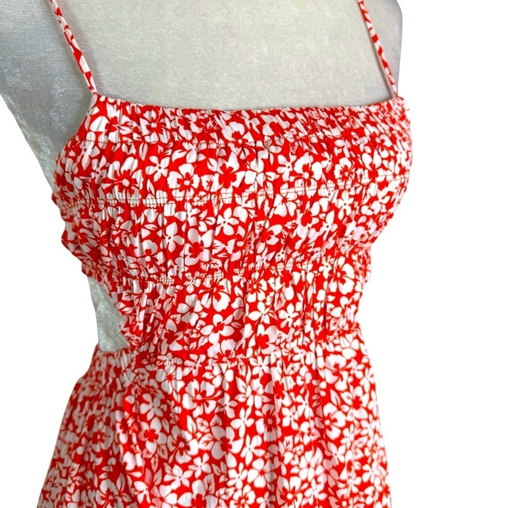 NWT Revolve NIA Open Back Smocked Floral Mini Dress Orange Size S - Picture 5 of 13